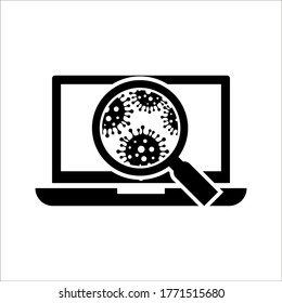 scan virus icon on white backgroud