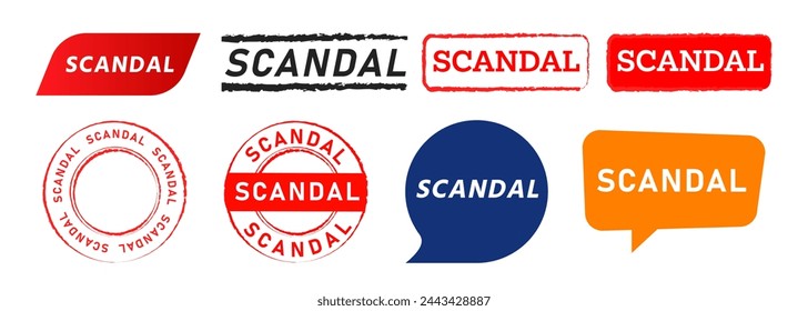 scandal rectangle circle stamp and speech bubble label sticker sign gossip rumor