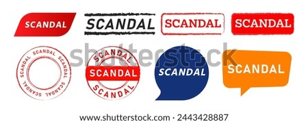 scandal rectangle circle stamp and speech bubble label sticker sign gossip rumor