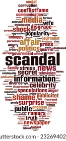 Scandal word cloud concept. Collage made of words about scandal. Vector illustration 