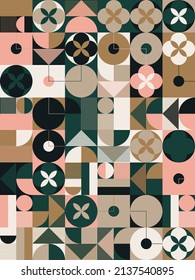 Scandi Art collage graphics pattern made with vector abstract forms and generative geometric shapes, useful for web background, poster art design, magazine front page, wall print, cover artwork.