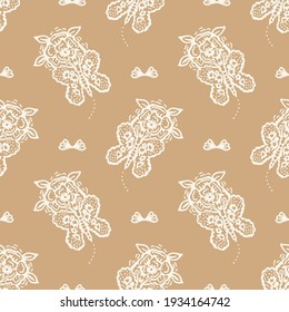 Scandi gender neutral butterfly seamless pattern. Elegant boho garden insect all over print. Calm two tone bug for Scandinanvian home decor tile. Sweet summer wildlife filigree. 