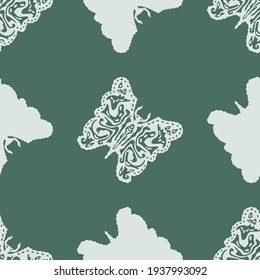 Scandi gender neutral butterfly seamless pattern. Elegant boho garden insect all over print. Calm two tone bug for Scandinanvian home decor tile. Sweet summer wildlife filigree. 