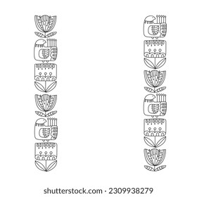 Scandi line frame monoline bird and flower modern abstract doodle boho vector illustration. Scandinavian ethno nordic style artisan with place for text. Good for greeting card, birthday, poster or