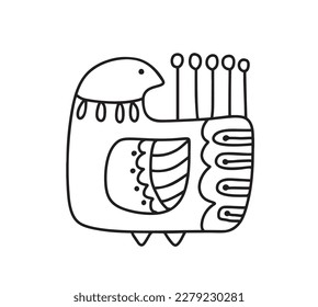 Scandi line logo bird modern abstract doodle boho illustration. Scandinavian ethno nordic style artisan postcard. Good for greeting card, birthday, poster or children book.