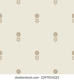 Scandi style floral seamless vector pattern. Whimsical linotype organic foliate graphic backdrop. 