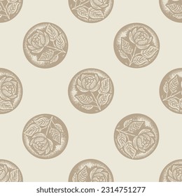 Scandi style floral seamless vector pattern. Whimsical linotype organic foliate graphic backdrop. 