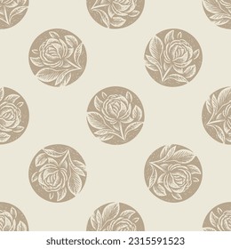 Scandi style floral seamless vector pattern. Whimsical linotype organic foliate graphic backdrop. 