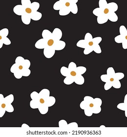 Scandi Sweet Daisies Blumenblume Fett Moderne Schneiden Hand gezeichnet nahtlose Vektorwiederholmuster