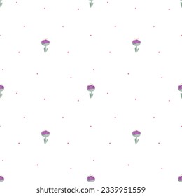 Scandi theme seamless vector pattern. Cute hand drawn floral illustration with tulips. Simple background for packaging, apparel, gift, wrapping paper, textile, fabric, wallpaper.