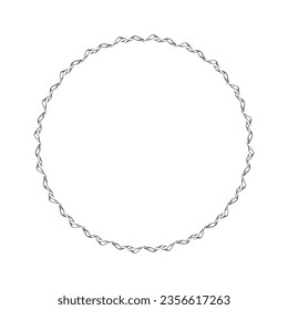 Scandi wreath in quirky vector style isolated on white background. Decorative frames for playful antique graphics. Monochrome ornate quirky illustration. 