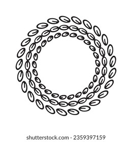 Scandi wreath in quirky vector style isolated on white background. Decorative frames for playful antique graphics. Monochrome ornate quirky illustration. 