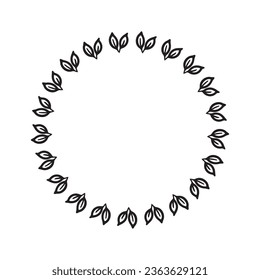 Scandi wreath in quirky vector style isolated on white background. Decorative frames for playful antique graphics. Monochrome ornate quirky illustration. 