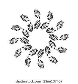 Scandi wreath in quirky vector style isolated on white background. Decorative frames for playful antique graphics. Monochrome ornate quirky illustration. 