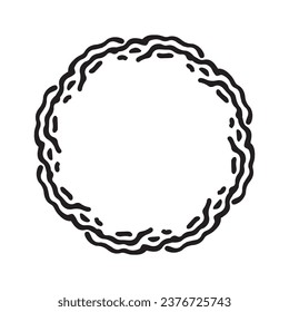 Scandi wreath in quirky vector style isolated on white background. Decorative frames for playful antique graphics. Monochrome ornate quirky illustration. 