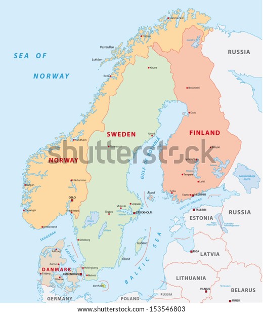 Scandinavia Map Stock Vector (Royalty Free) 153546803