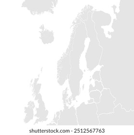 Mapa de Escandinavia. Mapa de Vector de color moderno. Mapa de silueta
