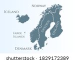 scandinavia map. Norway, Sweden, Finland, Denmark, Iceland and Faroe Islands. Nordic countries map. Vector illustration for infographics