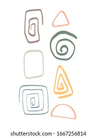 Scandinavian abstract minimal design nordic organic line shapes pastel palette vector. Decor for bedroom