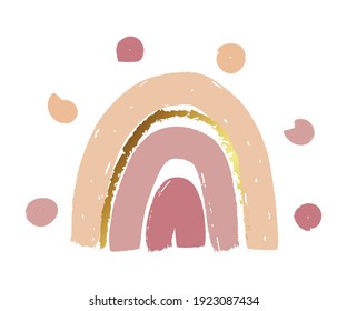 Scandinavian Abstract Rainbow wall art print. Minimalist powdery pink wall art poster. Geometric shapes for the nursery. Vector illustration