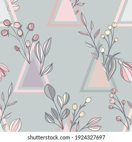 scandinavian abstract seamless pattern with geometric patterns and flowers 