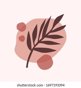 Scandinavian Abstract Shapes With Botanical And Floral Elements. Abstract Shapes For Branding, Logos And Social Medis. Vector Rust Print Art. 