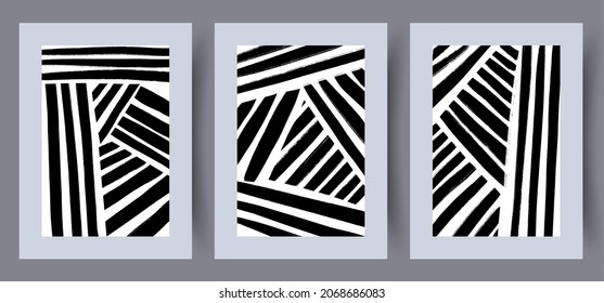 Scandinavian abstract vector print set. Minimalistic abstract wall art background for print. Scandinavian vector style.