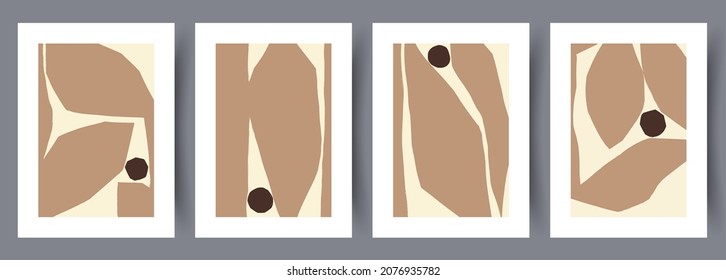 Scandinavian abstract vector print set. Minimalistic abstract wall art background for print. Scandinavian vector style.