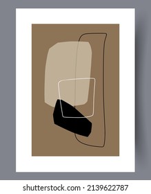 Conjunto de impresión vectorial abstracta escandinava. Fondo de arte de pared abstracto minimalista para impresión. Estilo vectorial escandinavo.