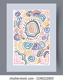 Scandinavian abstract vector print set. Minimalistic abstract wall art background for print. Scandinavian vector style.