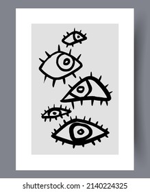 Conjunto de impresión vectorial abstracta escandinava. Fondo de arte de pared abstracto minimalista para impresión. Estilo vectorial escandinavo.