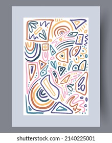 Scandinavian abstract vector print set. Minimalistic abstract wall art background for print. Scandinavian vector style.