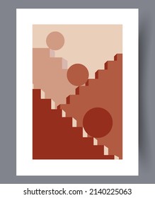 Scandinavian abstract vector print set. Minimalistic abstract wall art background for print. Scandinavian vector style.