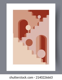 Scandinavian abstract vector print set. Minimalistic abstract wall art background for print. Scandinavian vector style.