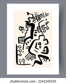 Conjunto de impresión vectorial abstracta escandinava. Fondo de arte de pared abstracto minimalista para impresión. Estilo vectorial escandinavo.