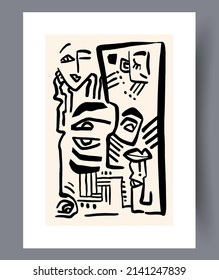 Conjunto de impresión vectorial abstracta escandinava. Fondo de arte de pared abstracto minimalista para impresión. Estilo vectorial escandinavo.