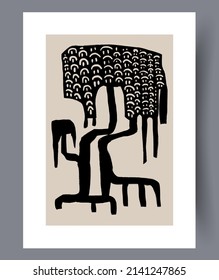 Scandinavian abstract vector print set. Minimalistic abstract wall art background for print. Scandinavian vector style.