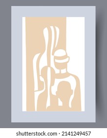 Conjunto de impresión vectorial abstracta escandinava. Fondo de arte de pared abstracto minimalista para impresión. Estilo vectorial escandinavo.