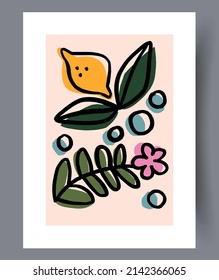 Conjunto de impresión vectorial abstracta escandinava. Fondo de arte de pared abstracto minimalista para impresión. Estilo vectorial escandinavo.
