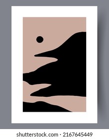 Scandinavian abstract wall art. Minimalistic art vector poster. Hand drawn minimalism design for interior. Printable bundle. Vector illustration. 