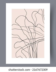 Scandinavian abstract wall art. Minimalistic art vector poster. Hand drawn minimalism design for interior. Printable bundle. Vector illustration. 