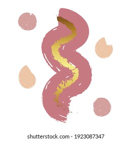 Resumen Escandinavo Resumen Ola de la impresión de arte en la pared. Afiche de arte minimalista en paredes opacas, rosa y dorado. Formas geométricas para el vivero. Ilustración del vector