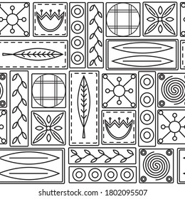 Scandinavian  achromatic seamless ornamental pattern 