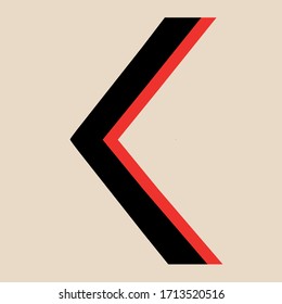 Scandinavian ancient magic symbol rune Kenaz. The symbol is black and red isolated. The symbol is made in a flat style, suitable for icons and buttons.