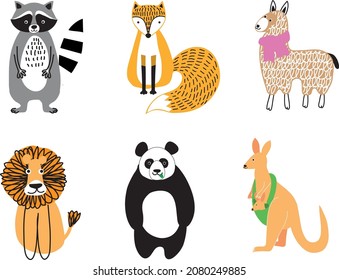 Scandinavian animals cute characters for kids