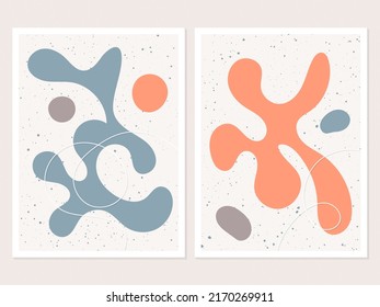 Scandinavian Art Line. Contemporary design. Modern art print. Set of fluid geometric shapes. Scandinavian design. Abstract hand drawn watercolor effect shapes. Home decor. Modern abstract painting.