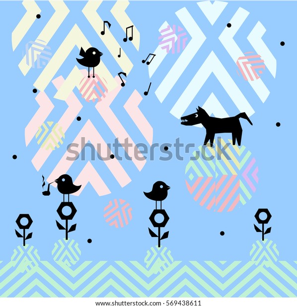 Scandinavian Baby Nice Art Birthday Greeting Stock Vector - 