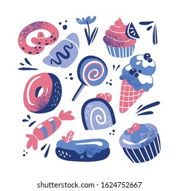 Scandinavian bakery composition on white background 