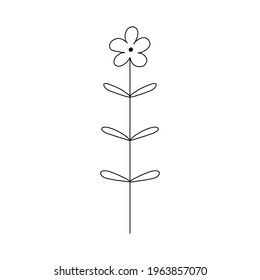 Scandinavian beautiful flower and leaves decorative for poster one line art continuous drawing style illustration