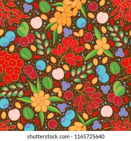 Scandinavian berries repeating pattern,colorful use for design,package,textile,decor,template,inventation cards,personal